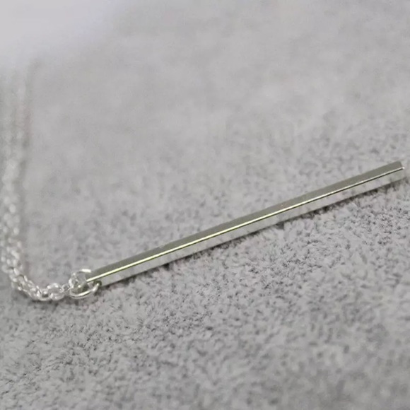 NEW!💙💎SILVERY! LONG BAR NECKLACE!💎💙MINIMALIST! - Picture 6 of 8